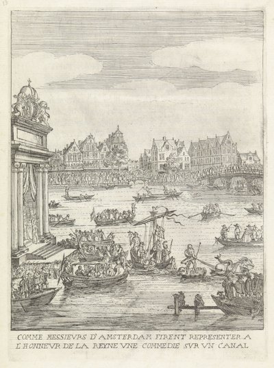 Schouwspel op de Amstel As Gentlemen of Amsterdam hadde en komedie fremført på en kanal til ære for dronningen (tittel på objektet) Historien om dronningens, mor til den mest kristne kongen, inn i United Provinces of the Netherlands Low. (serietittel) av Anonymous