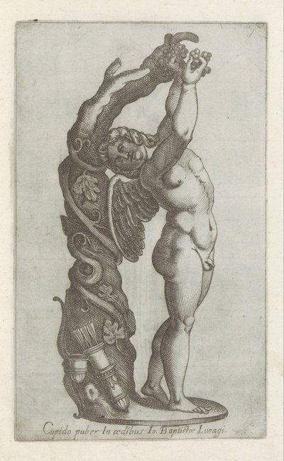 Sculptuur van Amor die druiven plukt Cupido puber i huset til Io Baptiste Lugari (tittel på objekt) Antikke skulpturer i Roma (serietittel) Ikoner av de gamle statuene av byen Roma som er sett på offentlige steder (serietittel) av Anonymous