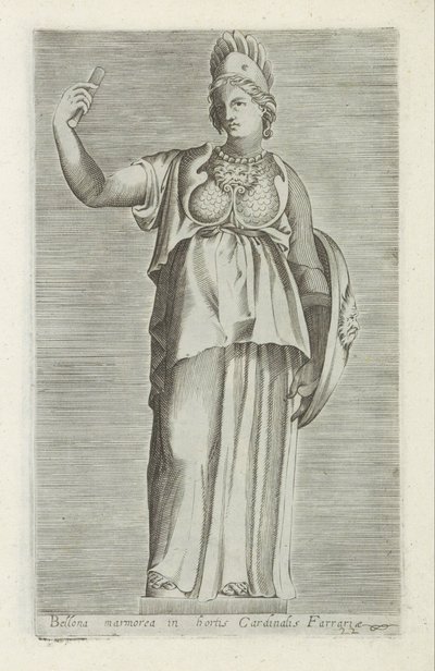Skulptur av Bellona Bellona-marmor i hagen til kardinal Farraria (tittel på objekt) Antikke skulpturer i Roma (serietittel) Ikoner av de gamle statuene av byen Roma som er sett på offentlige steder (serietittel) av Anonymous