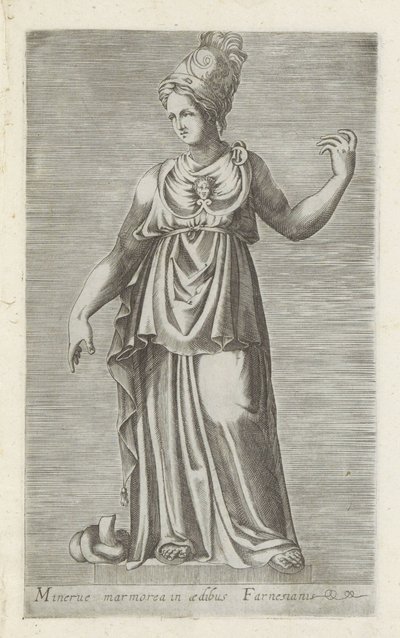 Skulptur av Minerva Minerva-marmor i Farnesian-palasset (tittel på objekt) Antikke skulpturer i Roma (serietittel) Ikoner av de gamle statuene av byen Roma som er sett på offentlige steder (serietittel) av Anonymous