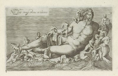 Sculptuur van de rivier de Nijl Nilen fluvy bilde av Roma i Vatikanet (tittel på objekt) Antikke skulpturer i Roma (serietittel) Ikoner av de gamle statuene av byen Roma som er sett på offentlige steder (serietittel) av Anonymous