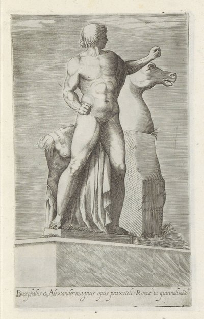 Sculptuur av en van de Dioscuren på Quirinaal i Roma Bucephalus & Alexander flott arbeid (...) (tittel på objekt) Antikke skulpturer i Roma (serietittel) Ikoner av de gamle statuene av byen Roma som er sett på offentlige steder (serietittel) av Anonymous