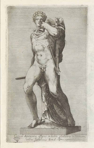 Skulptur av keizer Commodus er gladiator Et komfortabelt portrett av keiseren i drakten til en gladiator (...) (tittel på objekt) Antikke skulpturer i Roma (serietittel) Ikoner av de gamle statuene av byen Roma som er sett på offentlige steder (serietittel av Anonymous