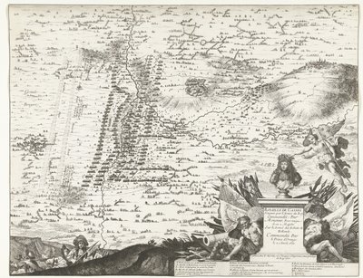 Slag bij Kassel, 1677 Slaget ved Cassel vunnet av Kongens hær kommandert av Hans Majestets eneste bror Over Army of the Estates of Holland, kommandert av Prince of Orange 11. april 1677 (tittel på objekt) av Anonymous