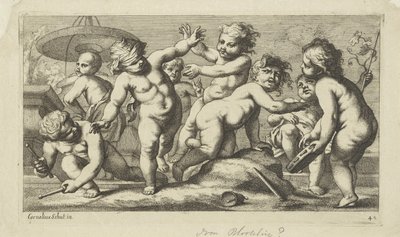 Putti leker ved en fontene Spille putti (serietittel) av Anonymous