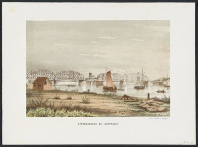 Jernbanebro nær Dordrecht, 1872 Jernbanebro nær Dordrecht (tittel på objekt) Hovedjernbanebroene i Nederland (serietittel) av Anonymous