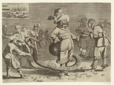 Tegneserie av Cromwell som den grufulle Tailman, 1652 av Anonymous