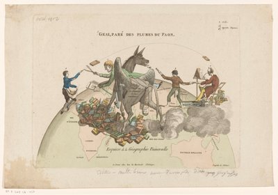 Spotprent op de Geographies Universelle av Conrad Malthe-Brun Skisse av universell geografi (tittel på objekt) av Anonymous