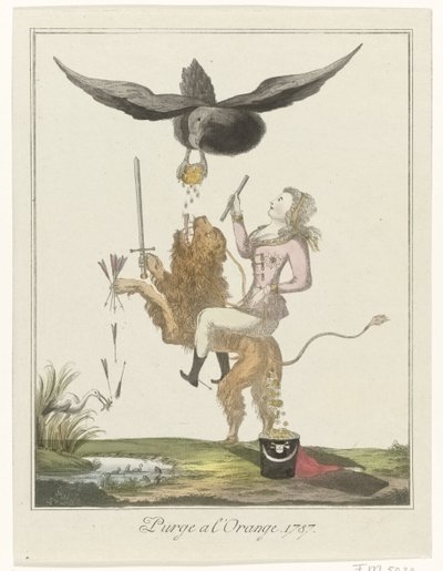 Tegneserie av den nederlandske betalingen til Preussen, 1787 Rens en l