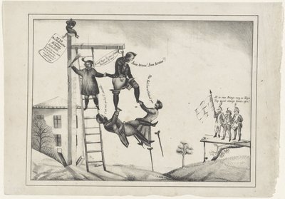 Tegneserie om den frivillige rustningen, 1830 Aux armer! Aux Armes! (tittel på objekt) av Anonymous
