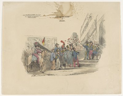 Tegneserie som viser distribusjonen av belgiske æreskors, 1834 Distribution de Croix (tittel på objekt) av Anonymous