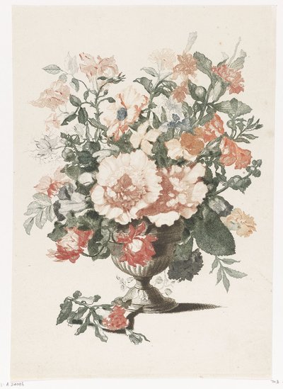 Steinvase med blomster av Anonymous