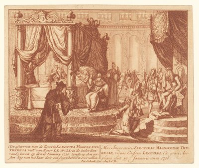 Dødsleie til keiserinne Eleanor av Pfalz-Neuburg, 19. januar 1720 Kyserinens døende Eleonora Magdalena Theresa Woad. av Kyser Leopold i en alder av 65 Iaren (...) (tittel på objekt) av Anonymous