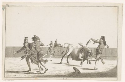 Taurus utfordres med banderillas Coleccion de las principales suertes de una corrida de toros (serietittel på objekt) Samling av de viktigste tyrefektingsmanøvrene (serietittel) av Anonymous