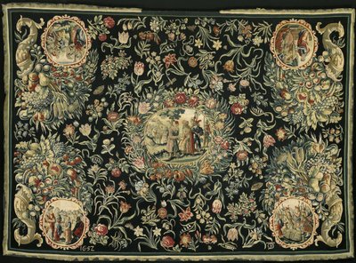 Duk med Josefs historie og et blomstermønster av Anonymous