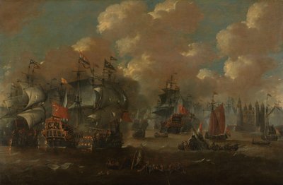 Slaget ved sundet med Eendracht engasjerende to svenske krigsskip, 1658 av Anonymous