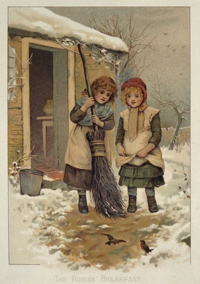 The Robins Breakfast, viktoriansk illustrasjon av Anonymous