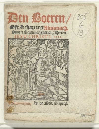 Tittelside for: Den Boeren / Oft Schapers Almanach Voor 