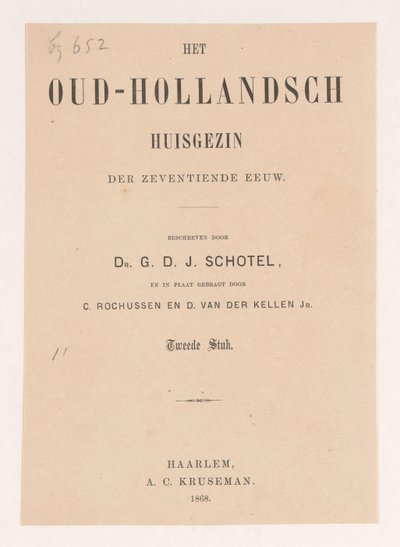Tittelside for: Gillis Dyonisius Jacobus Schotel, The Old Dutch Household, Second Piece, 1868 av Anonymous
