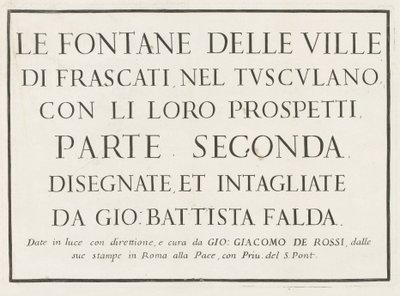 Titteltrykk med innrammet tittel Fontane delle ville di Frascati (serietittel) Fountains of Frascati (serietittel) av Anonymous