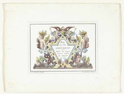 Titelprent for de serie kostuumprenten i faksimile Habitus Variarum Gentium Habitus Variarum Gentium / Habitz des divers Nations Abr De Bruyn inv. 1581 (tittel på objekt) av Anonymous