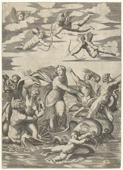 Triomf van Galatea møtte tritons i nereïden in putti av Anonymous