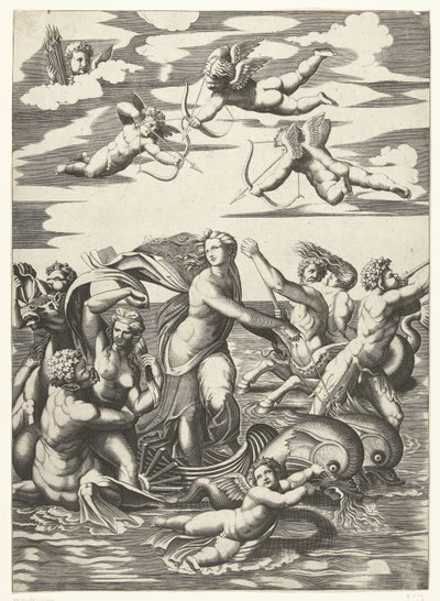 Triomf van Galatea møtte tritons i nereïden in putti av Anonymous