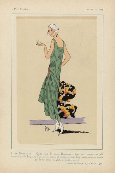 Veldig parisisk, 1923, nr. 10: 9. - EMERALD. - Denne moirékjolen fra renessansen.... av Anonymous