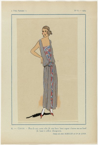 Meget parisisk, 1923, nr. 6: 6.- CRICRI. - Til kvelden, denne kjolen... av Anonymous