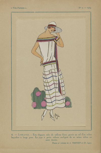 Svært parisisk, 1923, nr. 7: 4.- DRAGONFLY. - Veldig elegant taftkjole... av Anonymous