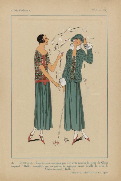 Veldig parisisk. Mote, elegant, eleganse Svært parisisk, 1923, nr. 8: 2.- LYSE. / Marokkansk satengskjørt... av Anonymous