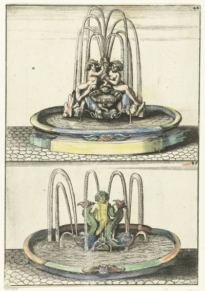 To fontener under hverandre Architectura Curiosa Nova (serietittel) av Anonymous