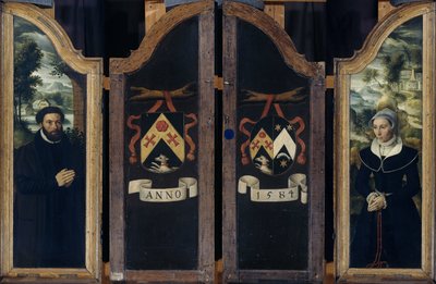Two Wings of a Triptych med portrettene av Julien de Brouckere og hans kone Elisabeth Canneel av Anonymous