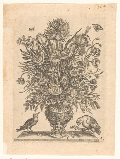 Vase med blomster og to fugler Vaser med blomster (serietittel) av Anonymous