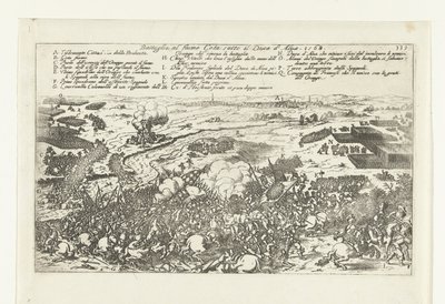 Veldslag aan de rivier de Gete, 1568 Kamp ved elven Geta under hertugen av Alva. 1568 (tittel på objekt) av Anonymous