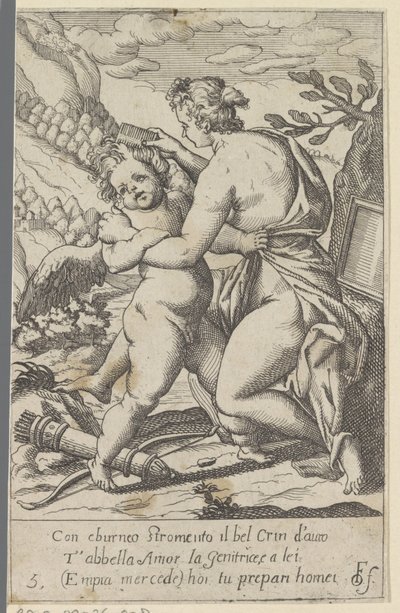Venus grer Amor .s hår Scener med Venus og Amor (kopier) (serietittel) Scherzi d