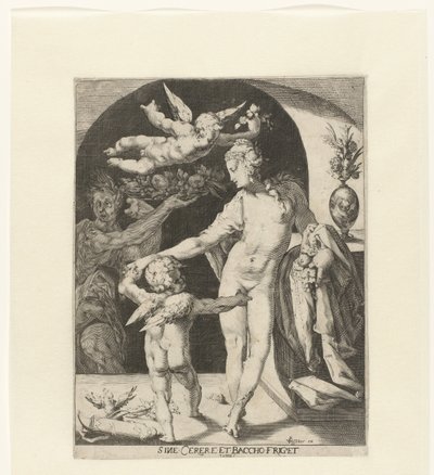 Venus møtte Amor en en faun Venus fryser uten Ceres og Bacchus (tittel på objekt) av Anonymous