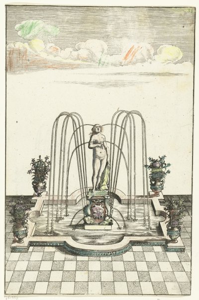 Firkantet basseng med halvsirkelformede buler Architectura Curiosa Nova (serietittel) av Anonymous