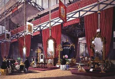 Utsikt over møbeldelen av den store utstillingen, 1851 (fargetrykk) av Anonymous