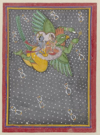 Vishnu og Lakshmi rir Garuda av Anonymous