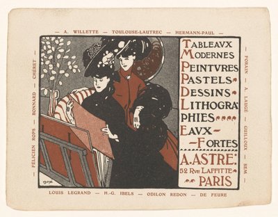 Visittkort til kunsthandler Achille Astre i Paris av Anonymous