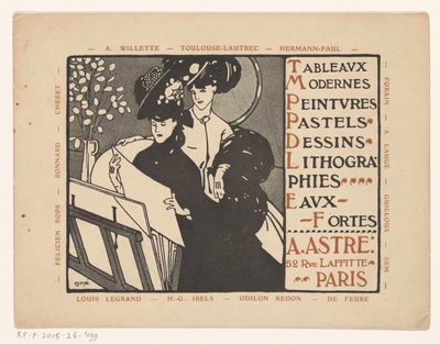 Visittkort til kunsthandler Achille Astre i Paris av Anonymous