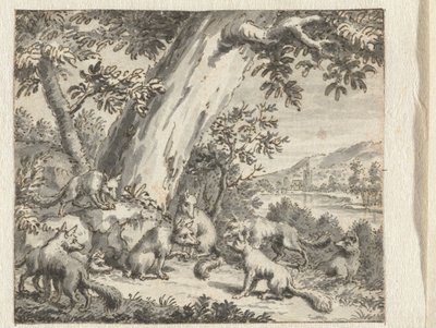 Rev som fikk halen kuttet Design for illustrasjoner for en utgave av Jean de la Fontaines Fables (serietittel) av Anonymous