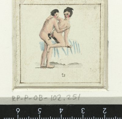 Par som elsker, kvinne står med ryggen til mannen Åtte erotiske scener (serietittel) av Anonymous