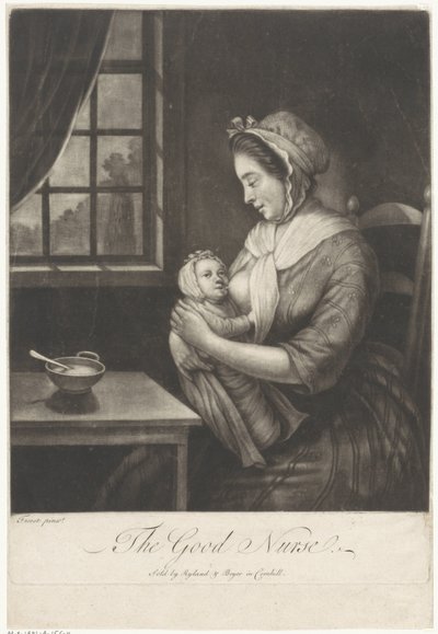 Kvinnen ammer The Good Nurse (tittel på objekt) av Anonymous