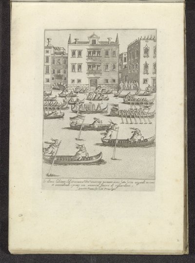 Konkurranse av gondoler og robåter i Venezia Scener fra venetiansk liv (serietittel) Habiti d'Huomeni e Donne Venetiane Con la Processione della Ser.ma Signoria Et altri particolari cioè Trionfi feste et cerimonie publiche della nobilissima citt av Anonymous