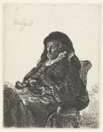 Enke med svarte hansker Rembrandts mor som enke av Anonymous