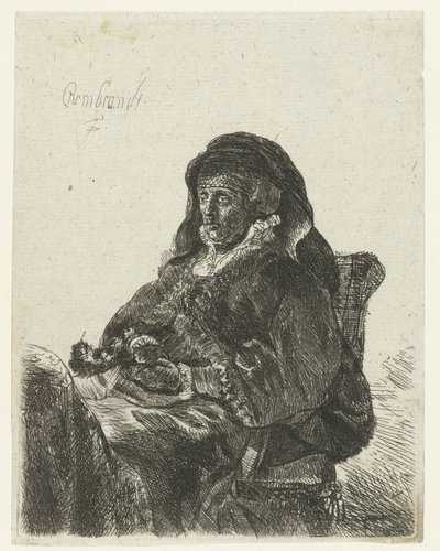 Enke med svarte hansker Rembrandts mor som enke av Anonymous