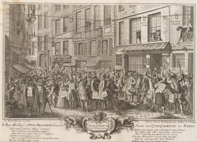 Vindhandel i Rue Quinquempoix, 1720 De Regte Image of the Wind Negotie holdt i Quinquempoix-stredet til Parys (tittel på objekt) The Great Scene of Folly (serietittel) av Anonymous