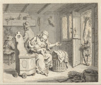 Ulv, moren og barnet Design for illustrasjoner for en utgave av Jean de la Fontaines Fables (serietittel) av Anonymous